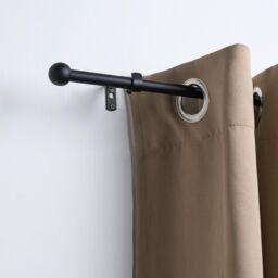 OHS Curtain Pole Extendable 16mm Metal Finnials Ball End Rings Rod Fittings in Black - Size: 120 cm - thumbnail 3