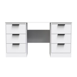 Ready Assembled 2 U Denver 6 Drawer Kneehole Desk (Ready Assembled) in White - thumbnail 1