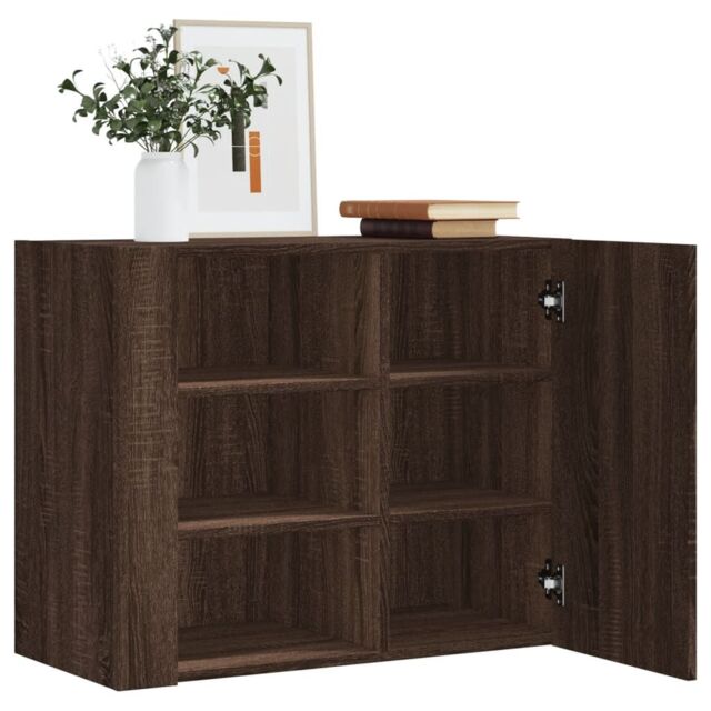 Berkfield Home Wall Cabinet Brown Oak 75x35x60 cm Engineered Wood - Size: 75 x 35 x 60 cm