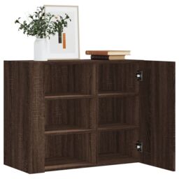 Berkfield Home Wall Cabinet Brown Oak 75x35x60 cm Engineered Wood - Size: 75 x 35 x 60 cm - thumbnail 1