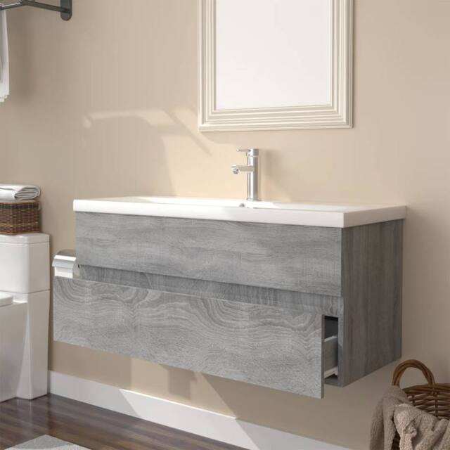 Berkfield Home Sink Cabinet with Built-in Basin Grey Sonoma Engineered Wood - image 1