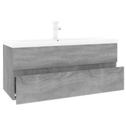 Berkfield Home Sink Cabinet with Built-in Basin Grey Sonoma Engineered Wood - thumbnail 3