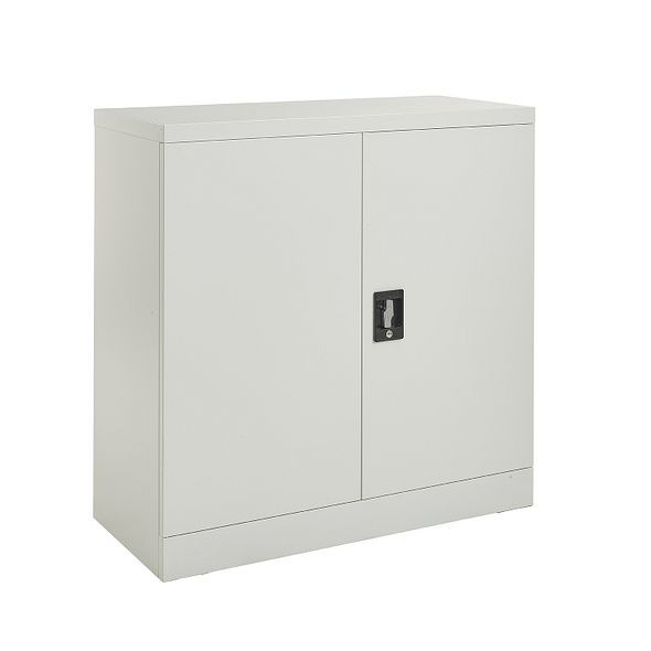 Moderna Grey Steel Filing Cabinet, Lockable 2 Door, 1 Shelf, for Utility Room