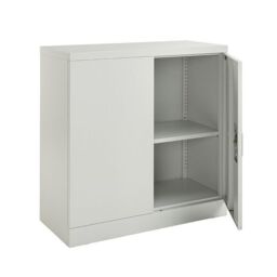 Moderna Grey Steel Filing Cabinet, Lockable 2 Door, 1 Shelf, for Utility Room - thumbnail 2