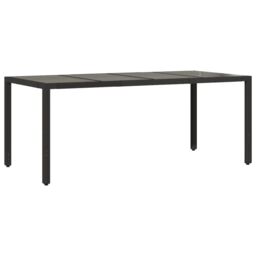 Berkfield Home Garden Table with Glass Top Black 190x90x75 cm Poly Rattan - Size: 190 x 90 x 75 cm - thumbnail 6