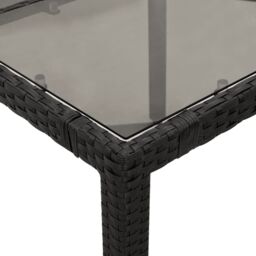 Berkfield Home Garden Table with Glass Top Black 190x90x75 cm Poly Rattan - Size: 190 x 90 x 75 cm - thumbnail 8