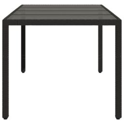 Berkfield Home Garden Table with Glass Top Black 190x90x75 cm Poly Rattan - Size: 190 x 90 x 75 cm - thumbnail 5