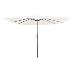 Berkfield Home Square Garden Parasol with LED Lights 295x245 cm Sand White in Cream - thumbnail 2