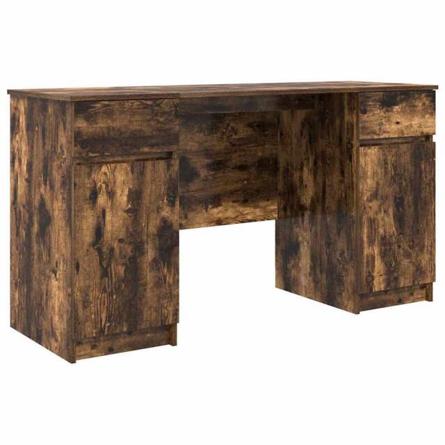 Berkfield Home Desk Smoked Oak 140x49x76 cm Engineered Wood - Size: 140 x 49 x 76 cm - image 1