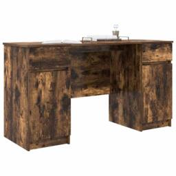 Berkfield Home Desk Smoked Oak 140x49x76 cm Engineered Wood - Size: 140 x 49 x 76 cm - thumbnail 3