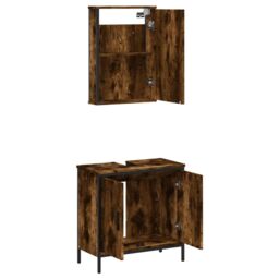 Berkfield Home 2 Piece Bathroom Furniture Set Smoked Oak Engineered Wood in Brown - thumbnail 5