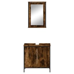 Berkfield Home 2 Piece Bathroom Furniture Set Smoked Oak Engineered Wood in Brown - thumbnail 6