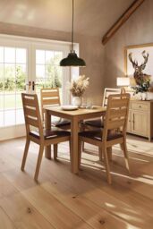 FWStyle Ready Assembled Ladder Back Oak Dining Room Chair Set in Brown