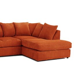 Furnishings For Less UK Luxor Jumbo Cord 4 Seater Corner sofa Right Hand Facing in Orange - thumbnail 3