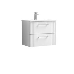 Balterley Wall Hung 2 Drawers Vanity Unit - Minimalist Basin 600mm, Satin White