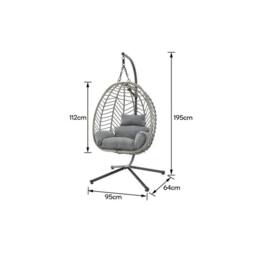LUXURY LIFE Balinese Garden Egg Chair Rattan Effect with Cushions in Grey - thumbnail 6