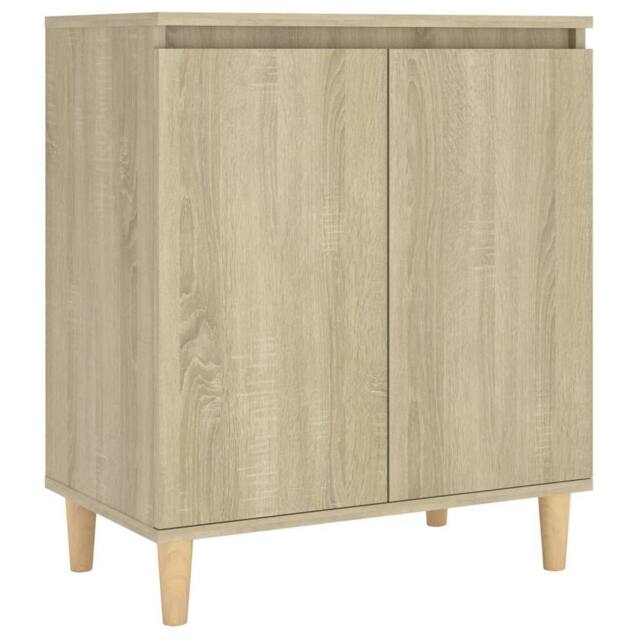 Berkfield Home Sideboard with Solid Wood Legs Sonoma Oak 60x35x70 cm Engineered Wood in Light Tan - Size: 60 x 35 x 70 cm - image 1