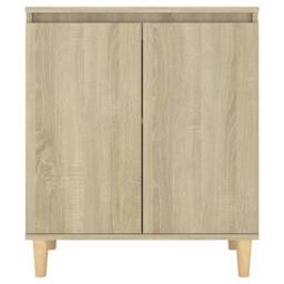 Berkfield Home Sideboard with Solid Wood Legs Sonoma Oak 60x35x70 cm Engineered Wood in Light Tan - Size: 60 x 35 x 70 cm - thumbnail 5