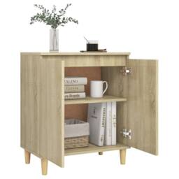 Berkfield Home Sideboard with Solid Wood Legs Sonoma Oak 60x35x70 cm Engineered Wood in Light Tan - Size: 60 x 35 x 70 cm - thumbnail 4