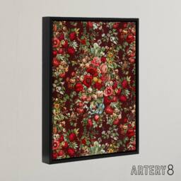 "Artery8 Vintage Floral Chintz Pattern Wyatt Framed Canvas Wall Art Print in Red - Size: W18"" x H24""" - thumbnail 2