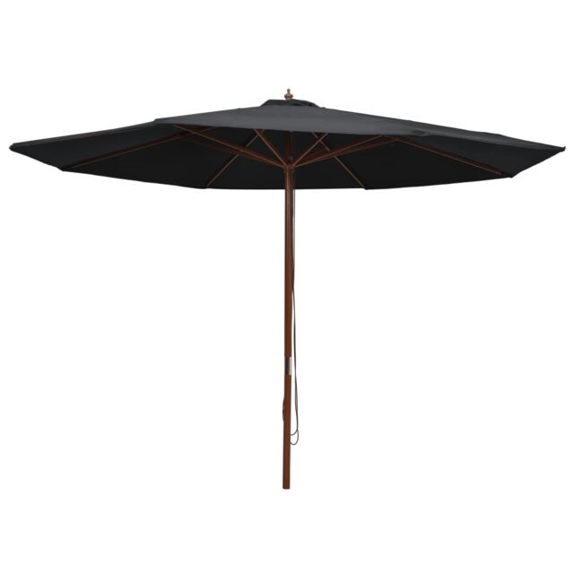Berkfield Home Outdoor Parasol with Wooden Pole 350 cm Black - image 1