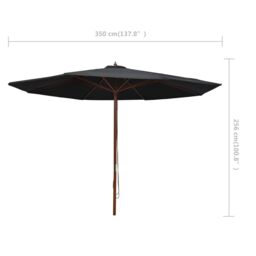 Berkfield Home Outdoor Parasol with Wooden Pole 350 cm Black - thumbnail 6