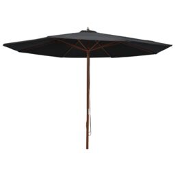 Berkfield Home Outdoor Parasol with Wooden Pole 350 cm Black