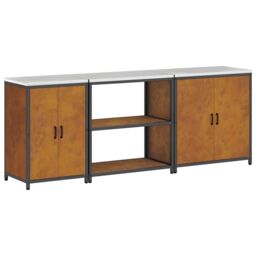 Berkfield Home with Shelf Other with Storage with Door 3 pcs Rusty Weathering steel in Brown - thumbnail 2