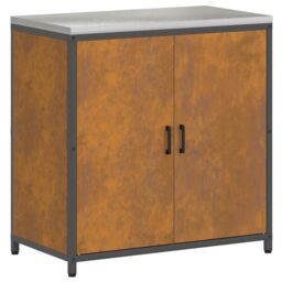Berkfield Home with Shelf Other with Storage with Door 3 pcs Rusty Weathering steel in Brown - thumbnail 7