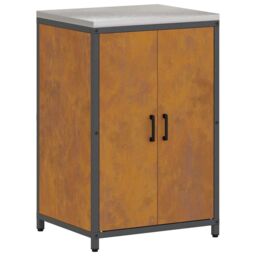 Berkfield Home with Shelf Other with Storage with Door 3 pcs Rusty Weathering steel in Brown - thumbnail 6