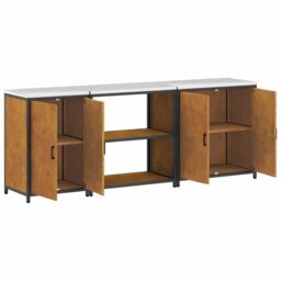 Berkfield Home with Shelf Other with Storage with Door 3 pcs Rusty Weathering steel in Brown - thumbnail 8