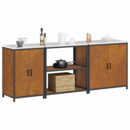 Berkfield Home with Shelf Other with Storage with Door 3 pcs Rusty Weathering steel in Brown - thumbnail 3