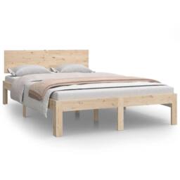 Berkfield Home Beautiful Bed Frame Solid Wood Pine 120x200 cm in Natural - Size: Small Double - thumbnail 3