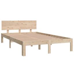 Berkfield Home Beautiful Bed Frame Solid Wood Pine 120x200 cm in Natural - Size: Small Double - thumbnail 1
