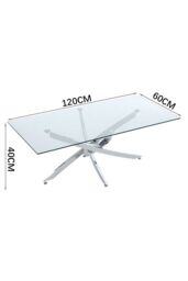 Living and Home 120 cm W x 60 cm D Rectangle Clear Tempered Glass Top Coffee Table with Chrome Legs - thumbnail 4