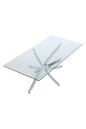 Living and Home 120 cm W x 60 cm D Rectangle Clear Tempered Glass Top Coffee Table with Chrome Legs - thumbnail 5