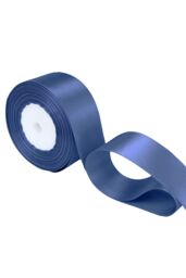 Neel Blue Double Sided Satin Polyester Ribbon Roll, 25mm x 25 Metres in Navy - thumbnail 4