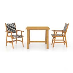 Berkfield Home Durable 3 Piece Garden Dining Set Solid Acacia Wood in Brown - thumbnail 3