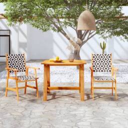 Berkfield Home Durable 3 Piece Garden Dining Set Solid Acacia Wood in Brown - thumbnail 2