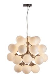 Loops Ceiling Pendant Light Satin Nickel Plate & Gloss White Glass 28 x 18W G9 in Metallics
