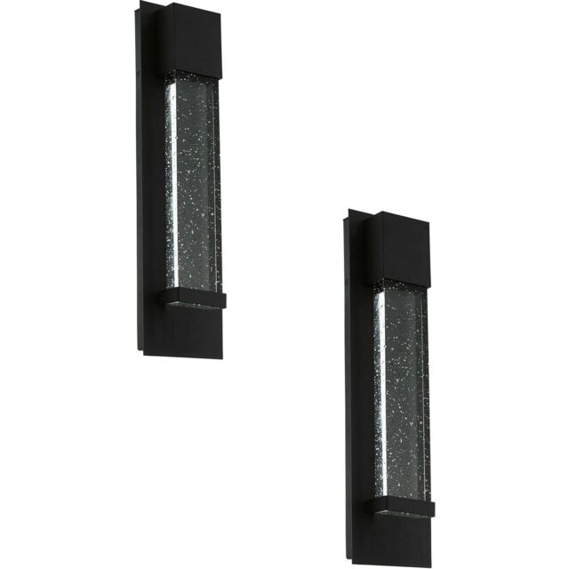 Loops 2 PACK IP44 Outdoor Wall Light Black Bubble Glass 3.3W LED Porch Lamp - image 1