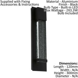 Loops 2 PACK IP44 Outdoor Wall Light Black Bubble Glass 3.3W LED Porch Lamp - thumbnail 2