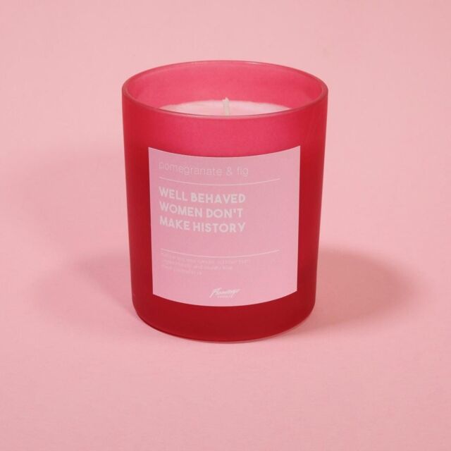 Flamingo Candles Pomegranate & Fig Well Behaved Women Don't Make History Frosted Red Jar Candle