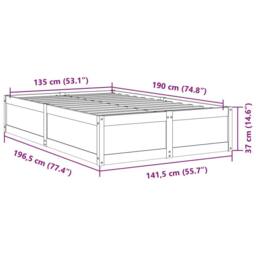 Berkfield Home Modern Bed Frame without Mattress Wax Brown 135x190 cm Double Sol - thumbnail 9