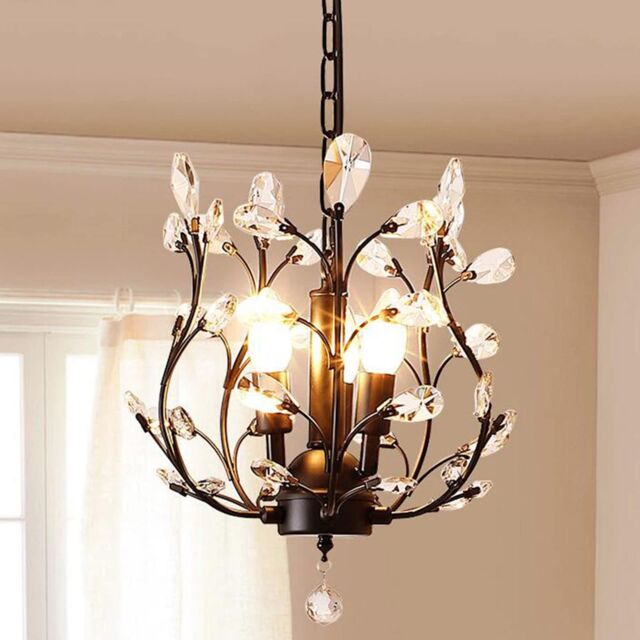 Garwarm Clear Crystal Chandeliers Ceiling Lighting Pendant Lighting Fixture for Living Room Dinning Room Restaurant Porch Hallway Black 3 Lights Black - image 1