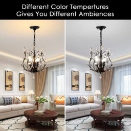 Garwarm Clear Crystal Chandeliers Ceiling Lighting Pendant Lighting Fixture for Living Room Dinning Room Restaurant Porch Hallway Black 3 Lights Black - thumbnail 4