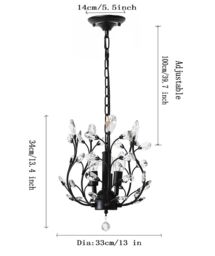 Garwarm Clear Crystal Chandeliers Ceiling Lighting Pendant Lighting Fixture for Living Room Dinning Room Restaurant Porch Hallway Black 3 Lights Black - thumbnail 5