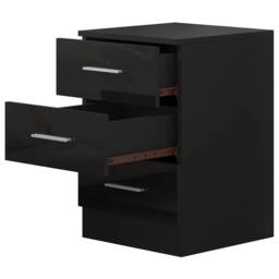 SPETLEK Gloss Bedroom Furniture 3 Drawer Bedside in 4 Colour Options in Black - thumbnail 5