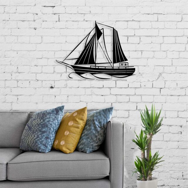 Decortie 'Sail' Modern Metal Wall Art Home Ornament Decorative Minimalist Design in Black - image 1