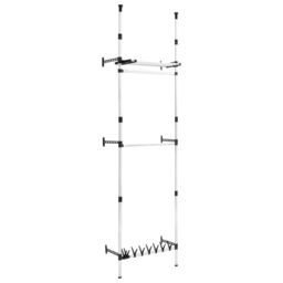 Berkfield Home Telescopic Wardrobe System with Rods & Shelf Aluminium in Silver - thumbnail 2